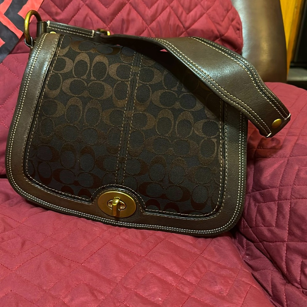 COACH chocolate saddle bag